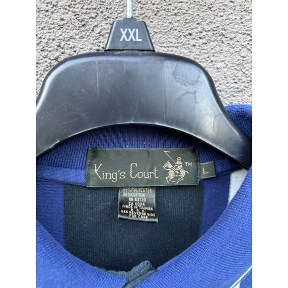 Vintage Kings Court Rugby Shirt Size Large Gray/Blue - Picture 8 of 12